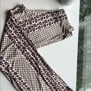 Elegant Paisley and Dot Print Flare Pants